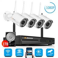 【Newest Strong WiFi Arrival】Jennov Security Camera System Outdoor Wireless 4 Channel HD 1080P WiFi Home IP Video Surveillance Night Vision NVR Kit With Pre-installed 1TB Hard Drive