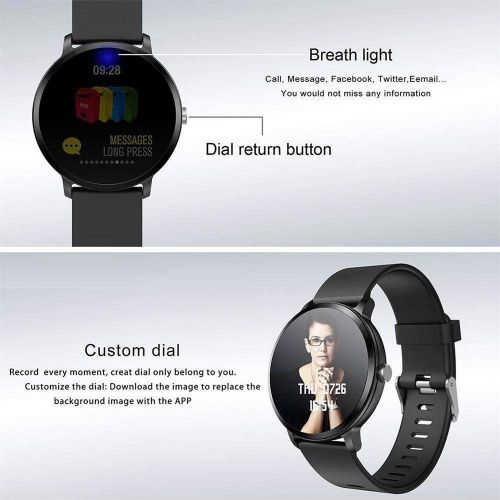  Jennyfly Sport Smartwatch, Bluetooth Living Waterproof Multifunction Sport Touch Screen Health Tracker with Blood Pressure/Heart Rate Monitor Fitness Tracker Compatible with iPhone