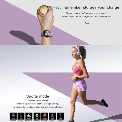  Jennyfly Sport Smartwatch, Bluetooth Living Waterproof Multifunction Sport Touch Screen Health Tracker with Blood Pressure/Heart Rate Monitor Fitness Tracker Compatible with iPhone