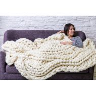 /JennysKnitCo Super chunky knit throw blanket, Chunky knit blanket, Blanket, Throw, Chunky knits, Arm knitted blanket, Merino wool blanket, Wool blanket