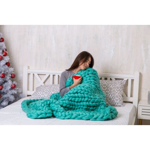  JennysKnitCo SALE! Chunky Knit Blanket, Australian merino, wool throw, chunky blanket.