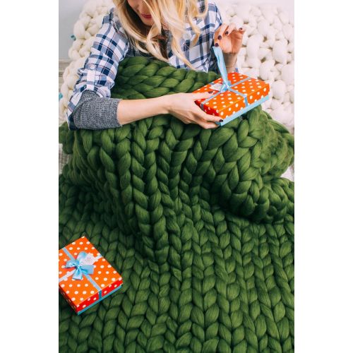  JennysKnitCo SALE! Chunky Knit Blanket, Australian merino, wool throw, chunky blanket.