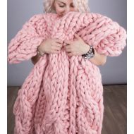 JennysKnitCo Merino Wool Throw Blanket, Wool Blanket, Chunky Knitted Blanket, Knitted Throw, Super Chunky Blanket , available in 24 colors