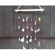 JennysKnotShop Handmade Windchime w/ Jingle Shells and glass Beads 9 x 24