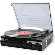 [아마존베스트]Jensen JTA-230 3 Speed Stereo Turntable with Built in Speakers, Aux in, Vinyl to MP3 Converting/Encoding