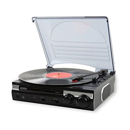  [아마존베스트]Jensen JTA-230 3 Speed Stereo Turntable with Built in Speakers, Aux in, Vinyl to MP3 Converting/Encoding