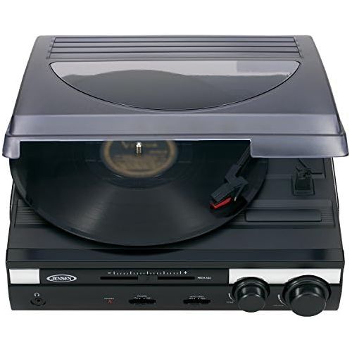  [아마존베스트]Jensen JTA-230 3 Speed Stereo Turntable with Built in Speakers, Aux in, Vinyl to MP3 Converting/Encoding