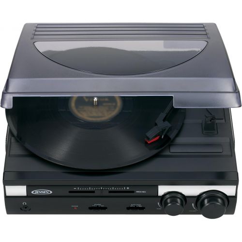  [아마존베스트]Jensen JTA-230 3 Speed Stereo Turntable with Built in Speakers, Aux in, Vinyl to MP3 Converting/Encoding