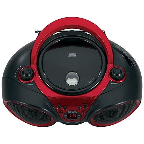  [아마존베스트]Jensen JENSEN CD-490 Portable Stereo CD Player with AM/FM Radio and Aux Line-In, Red and Black