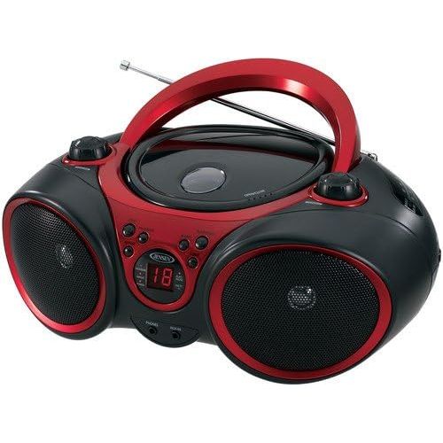  [아마존베스트]Jensen JENSEN CD-490 Portable Stereo CD Player with AM/FM Radio and Aux Line-In, Red and Black