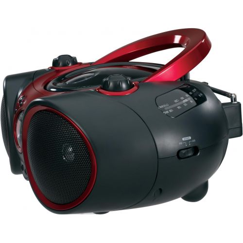  [아마존베스트]Jensen JENSEN CD-490 Portable Stereo CD Player with AM/FM Radio and Aux Line-In, Red and Black