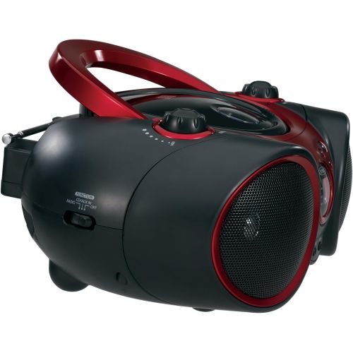  [아마존베스트]Jensen JENSEN CD-490 Portable Stereo CD Player with AM/FM Radio and Aux Line-In, Red and Black