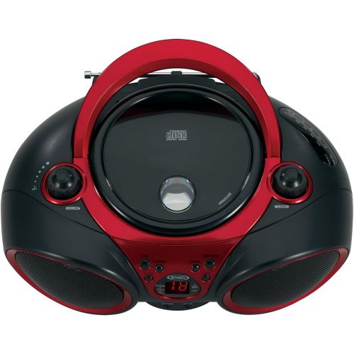  [아마존베스트]Jensen JENSEN CD-490 Portable Stereo CD Player with AM/FM Radio and Aux Line-In, Red and Black