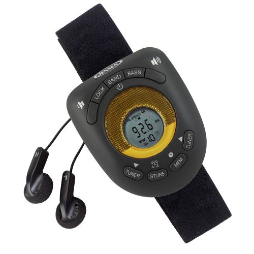  [아마존베스트]Jensen SAB-55BK Black Limited Edition Sport Armband LCD Display Digital AM/FM Stereo Radio DBBS & Digital Clock Function Built-in Belt Clip & Sport Earbuds Included