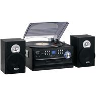JENSEN JTA-475B 3-Speed Stereo Turntable with CD System, Cassette, and AM/FM Stereo Radio