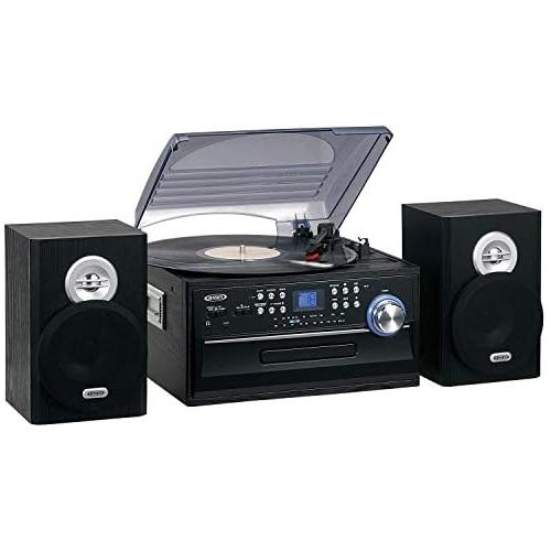  JENSEN JTA-475B 3-Speed Stereo Turntable with CD System, Cassette, and AM/FM Stereo Radio