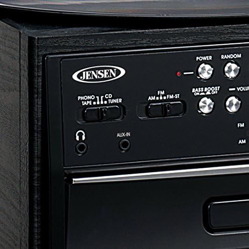  JENSEN JTA-475B 3-Speed Stereo Turntable with CD System, Cassette, and AM/FM Stereo Radio