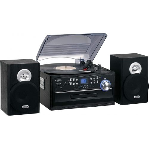  JENSEN JTA-475B 3-Speed Stereo Turntable with CD System, Cassette, and AM/FM Stereo Radio