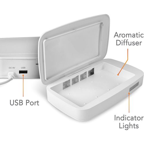  Jensen UV Phone Cleaner - UVC Phone and Mask Cleaner with Built in Charging and Aromatic Diffuser