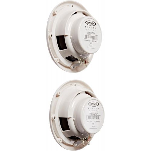  Jensen MS6007WR 6.5” Coaxial Marine Speakers, 60 Watts, White, Sold as Pair