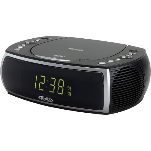  [아마존베스트]Jensen Modern Home CD Tabletop Stereo Clock Digital AM/FM Radio CD Player Dual Alarm Clock Stereo CD Top-Loading Disc Player | USB Charging Port DV 5V 800mA | Headphone Jack | 0.9