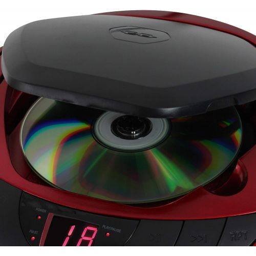  [아마존베스트]Jensen CD-475R Portable Sport Stereo Boombox CD Player with AM/FM Radio and Aux Line-in & Headphone Jack (Red)