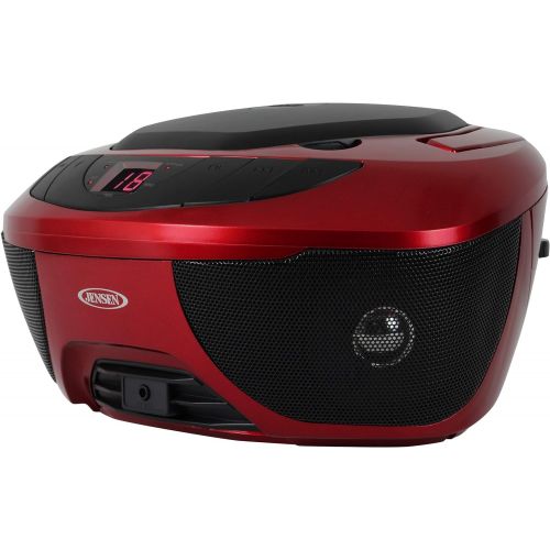  [아마존베스트]Jensen CD-475R Portable Sport Stereo Boombox CD Player with AM/FM Radio and Aux Line-in & Headphone Jack (Red)