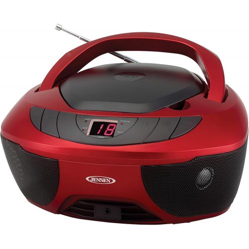  [아마존베스트]Jensen CD-475R Portable Sport Stereo Boombox CD Player with AM/FM Radio and Aux Line-in & Headphone Jack (Red)