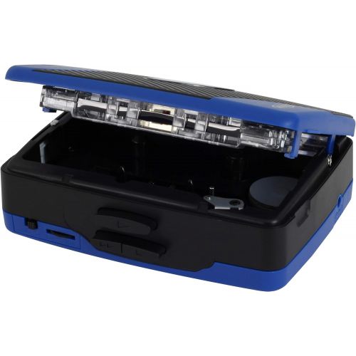  [아마존베스트]Jensen Portable Stereo Cassette Player with AM/FM Radio + Sport Earbuds (Blue)