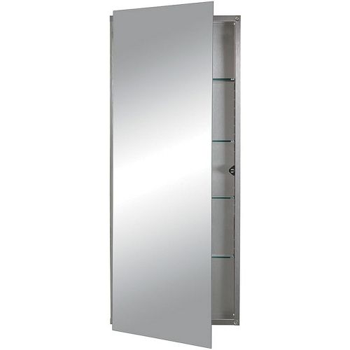  Jensen 629SSX 629SS Polished Edge Mirror Medicine Cabinet, 15 x 36, Stainless Steel