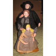 /Jenzart Vintage Kashi Carter, Doll Artist, Sam Bricker With Wife and Daughter, Mennonite Family,