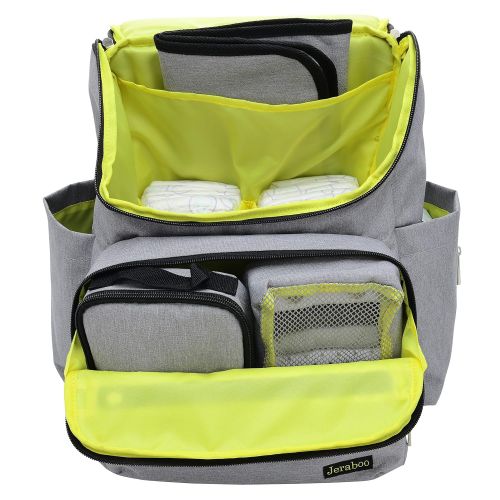  [아마존베스트]Jeraboo Diaper Backpack for Mom and Dad - Stylish Designer Diaper Bag for Women and Men, Boys and Girls - Baby Bookbag Includes Changing Pad, Large Roomy Pockets, Insulated Pouch - Great F