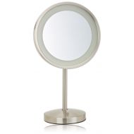 Jerdon HL1015NL 9.5-Inch LED Lighted Vanity Mirror with 5x Magnification, Nickel Finish