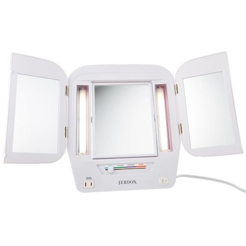  Jerdon Lighted Makeup Mirror with 5x Magnification, White Finish