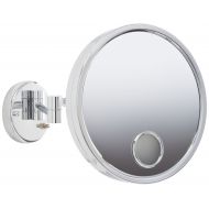 Jerdon JD7C 9-Inch Euro Style Lighted Wall Mount Makeup Mirror with 3X Magnification and Spot Mirror, Chrome Finish