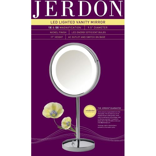  Jerdon HL1015CL 9.5-Inch LED Lighted Vanity Mirror with 5x Magnification, Chrome Finish