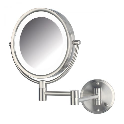  Jerdon HL88NLD 8.5 Led Lighted Direct Wire Makeup Mirror With 8x Magnification, Nickel Finish