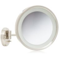 Jerdon HL1016NL 9.5-Inch LED Lighted Wall Mount Makeup Mirror with 5x Magnification, Nickel Finish