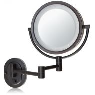 Jerdon HL65BZD 8-Inch Lighted Direct Wire Wall Mount Makeup Mirror with 5x Magnification, Bronze Finish