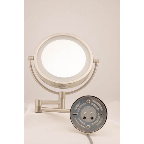  Jerdon HL88NL 8.5-Inch LED Lighted Wall Mount Makeup Mirror with 8x Magnification, Nickel Finish