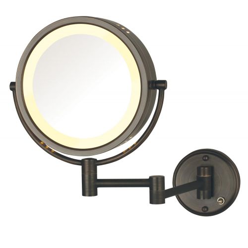  Jerdon HL75ND 8.5-Inch Lighted Direct Wire Wall Mount Makeup Mirror with 8x Magnification, Nickel Finish