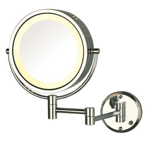  Jerdon HL75ND 8.5-Inch Lighted Direct Wire Wall Mount Makeup Mirror with 8x Magnification, Nickel Finish