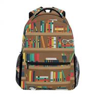 Jereee Library Bookshelf School Backpack Large Capacity Canvas Rucksack Satchel Casual Travel Daypack for Adult Teen Women Men Children