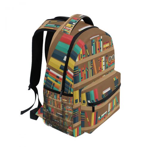  Jereee Library Bookshelf School Backpack Large Capacity Canvas Rucksack Satchel Casual Travel Daypack for Adult Teen Women Men Children