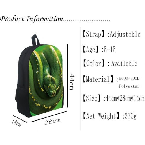  JeremySport Snake Backpack School Bags Book Bags for Kids