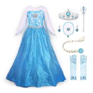 JerrisApparel Snow Party Elsa Dress Queen Costume Princess Anna Girls Dress Up