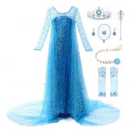 JerrisApparel Girls Princess Elsa Costume Birthday Party Halloween Cosplay Dress up