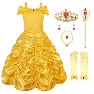 JerrisApparel Princess Belle Off Shoulder Layered Costume Dress for Little Girl