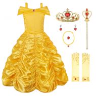 JerrisApparel Princess Belle Off Shoulder Layered Costume Dress for Little Girl