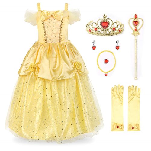  JerrisApparel Girls Princess Belle Costume Sequin Overlay Party Dress